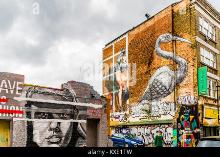 Strade di Brick Lane - Shorditch - Londra - UK © Sauriêl Ltd | Samantha Scholl | fb.com/SaurielPhotography | www.saurielcreative.com Foto Stock