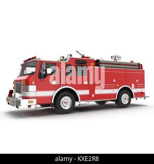 Big Red Fire Carrello isolato su bianco. 3D illustrazione Foto Stock