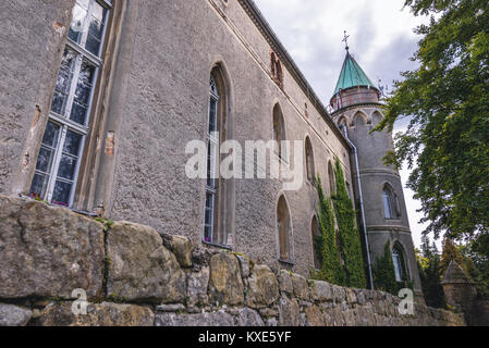 Esterno del Lesna Skala Castello (foresta castello di roccia), attualmente il benessere sociale Home in città Szczytna, Bassa Slesia voivodato di Polonia Foto Stock