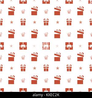 Natale seamless pattern con red doni e stelle su uno sfondo bianco. Illustrazione Vettoriale Illustrazione Vettoriale