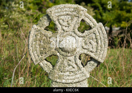 Cornish Celtic Cross, St Uny Chiesa, Lelant, Cornwall, Regno Unito - Giovanni Gollop Foto Stock