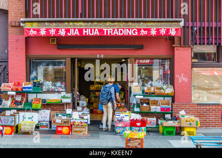 Chinatown in Victoria conosciuta come la città giardino sull'Isola di Vancouver in British Columbia, Canada Foto Stock