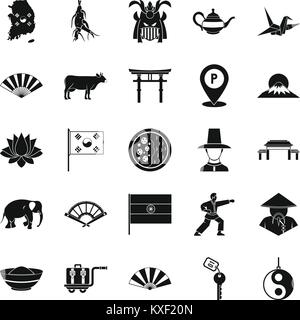 Asian cose set di icone, stile semplice Illustrazione Vettoriale