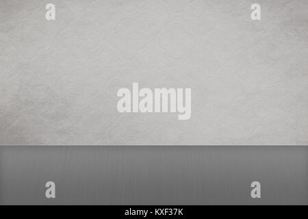 Sullo sfondo di una parete a motivi geometrici e pavimento con vignette Foto Stock