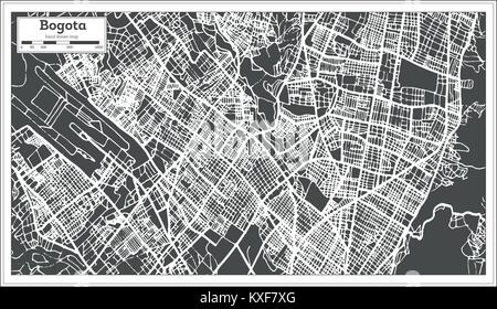 Bogotá Colombia Mappa della città in stile retrò. Mappa di contorno. Illustrazione Vettoriale. Illustrazione Vettoriale