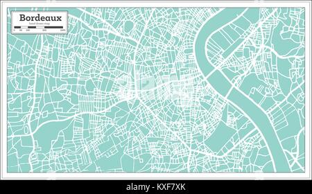 Bordeaux Francia Mappa della città in stile retrò. Mappa di contorno. Illustrazione Vettoriale. Illustrazione Vettoriale