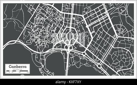 Canberra Australia mappa di città in stile retrò. Mappa di contorno. Illustrazione Vettoriale. Illustrazione Vettoriale