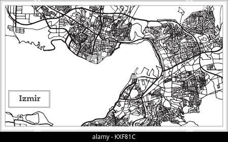 Izmir Turchia mappa in bianco e nero e a colori. Illustrazione Vettoriale. Mappa di contorno. Illustrazione Vettoriale