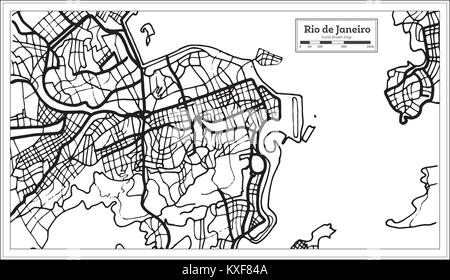 Rio de Janeiro Mappa della città in bianco e nero e a colori. Illustrazione Vettoriale. Illustrazione Vettoriale