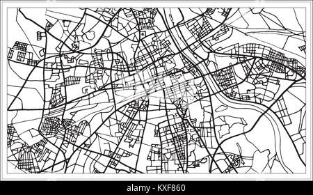 Varsavia Polonia mappa in bianco e nero e a colori. Illustrazione Vettoriale. Mappa di contorno. Illustrazione Vettoriale