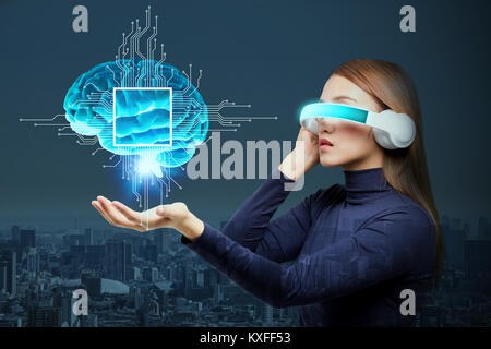 AI(Artificial Intelligence) concetto, rendering 3D, immagine astratta visual Foto Stock