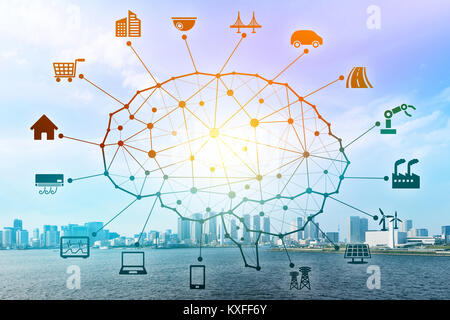 Il concetto di intelligenza artificiale. Intelligenza artificiale e varie industrie. Foto Stock