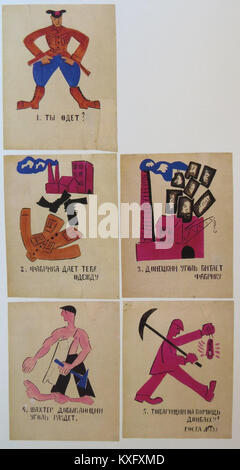 Un poster della Russian Telegraph Agency (ROSTA) serie No. 599, parte della propaganda visiva dell'era sovietica creata per comunicare messaggi politici e sociali attraverso l'arte grafica. Foto Stock