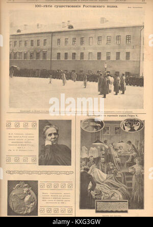 Una pagina della rivista Iskry, numero 4 del 1911, con fotografie e articoli relativi alla società russa contemporanea e agli eventi mondiali. Foto Stock