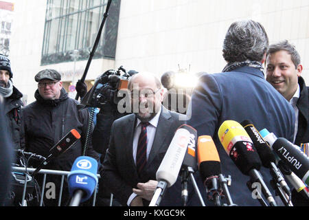 Sondierungsgespräche a Berlino, Germania., 9 gen, 2018 , con Martin Schulz, Dove: Berlino /Germania, "Credito: Tahsin Ocak/Alamy Live News Foto Stock