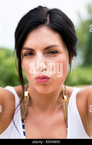 Bella Donna di Selfie Foto Stock