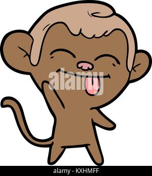 Funny cartoon monkey sventolando Illustrazione Vettoriale