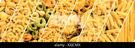 Varietà di materie forme di pasta collage Foto Stock