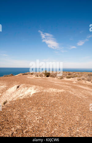 Una vista del paesaggio nei pressi di Punta Ninfas, Penisola Valdes, Puerto Madryn, Chubut, Argentina Foto Stock