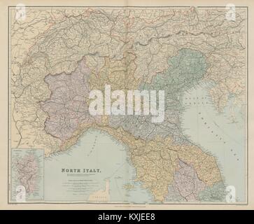 Nord Italia. w/o Trieste Tirolo. Piemonte Lombardia Veneto &c. STANFORD 1896 mappa Foto Stock