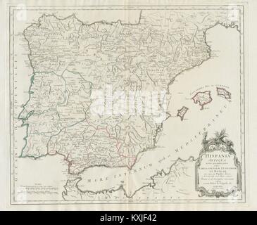 'Hispania Antiqua in tres partes praecipuas…' Iberia. SANTINI/VAUGONDY 1784 mappa Foto Stock