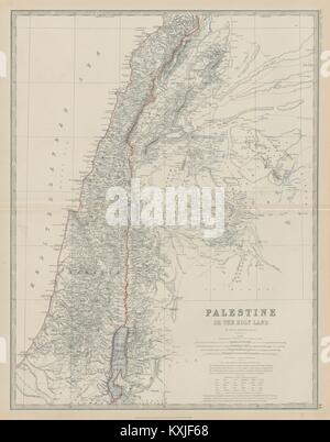 Palestina o la Terra Santa tra cui Libano 50x60cm. JOHNSTON 1879 mappa vecchia Foto Stock