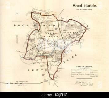 Grande MARLOW borough/piano urbanistico. REFORM ACT. Buckinghamshire. DAWSON 1832 mappa Foto Stock