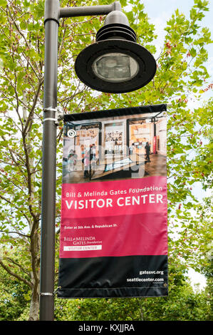 Un segno per la Fondazione Bill & Melinda Gates Visitor Center di Seattle. Foto Stock