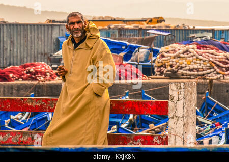Pescatore marocchino Foto Stock