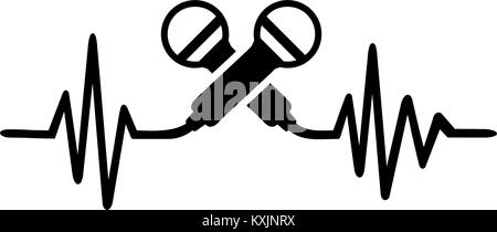 Il cantante heartbeat Impulso con microfoni incrociate Illustrazione Vettoriale