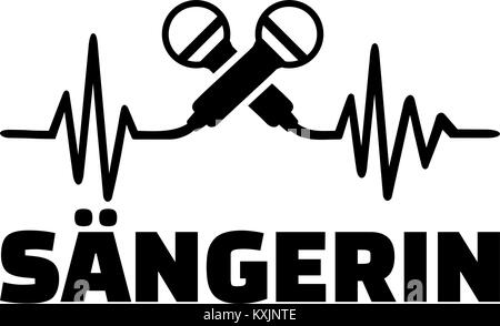 Il cantante heartbeat Impulso con microfoni incrociate e femmina tedesco titolo di lavoro Illustrazione Vettoriale
