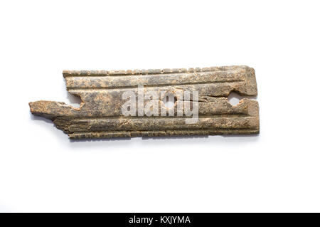 Parte di un Romano-British (circa 250-410 d.c.) maniglia di osso Foto Stock