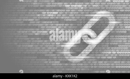 Collegamento ipertestuale Blockchain simbolo sul numero di codice binario grande di informazioni sul flusso di dati. Finanza Cryptocurrency concetto aziendale illustrazione vettoriale modello di sfondo Illustrazione Vettoriale