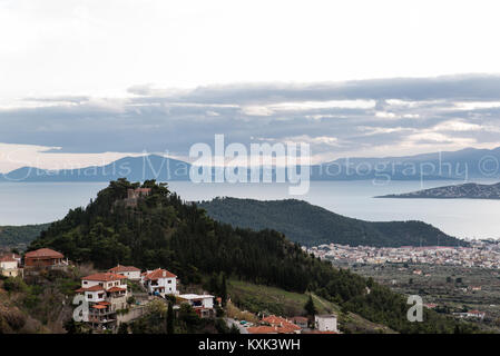 Volos vista dal monte Pelion, Grecia Foto Stock