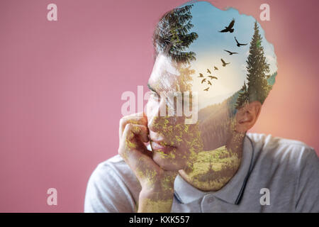 Pacifico uomo bello immaginare la natura paesaggio Foto Stock