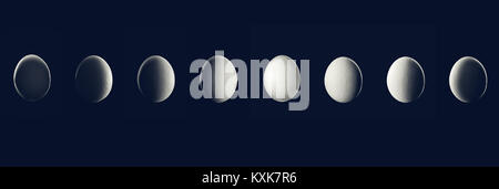Fase lunare mostra da uovo nella notte con shadow Planet Food concept spazio collage di sfondo Foto Stock