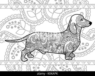 In bianco e nero disegnato a mano doodle animale adulto paisley di rilascio stress pagina colorazione vettore zentangle Illustrazione Vettoriale