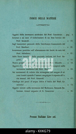 "Atti della Società dei naturalisti e matematici di Modena" è una rivista scientifica che pubblica articoli di storia naturale e matematica, contribuendo ai progressi in questi campi di studio. Foto Stock