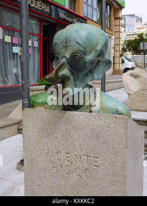 A Coruña - Praza do umorismo, Vicente Risco Foto Stock