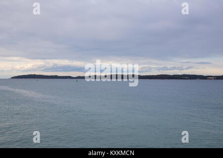 Le Isole Brioni visto da Fazana città in Croazia Foto Stock