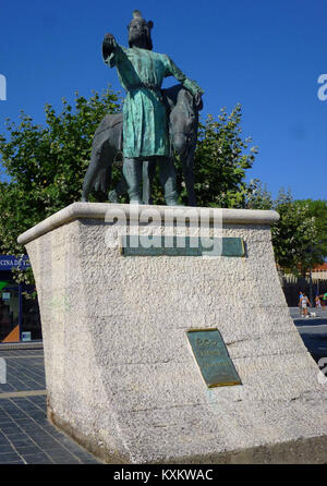 Baiona - Monumento a Alfonso IX de León Foto Stock