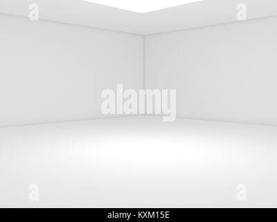 Sala Bianca Spotlight e spazio vuoto 3D render Foto Stock