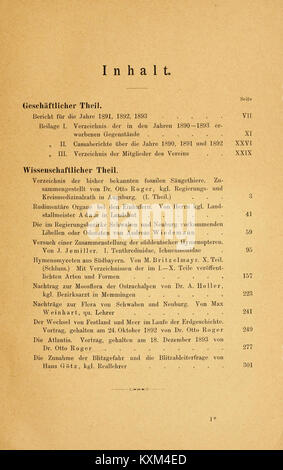 Bericht des Naturwissenschaftlichen Vereins für Schwaben und Neuburg (a.v.) in Augsburg BHL11966259 Foto Stock
