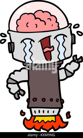 Cartoon piangere robot battenti Illustrazione Vettoriale