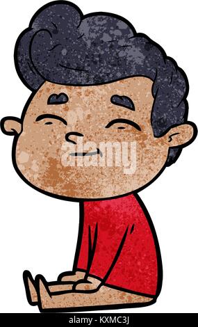 Happy cartoon uomo seduto Illustrazione Vettoriale