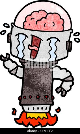 Cartoon piangere robot battenti Illustrazione Vettoriale