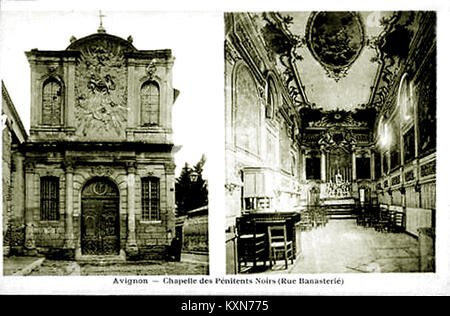 La Chapelle des Pénitents Noirs si trova in Rue de la Banasterie ad Avignone, in Francia, nota per il suo significato religioso e architettonico all'interno della città. Foto Stock