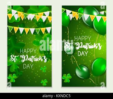 Happy Saint Patricks Day Greeting Card sfondo con foglie di trifoglio. Illustrazione Vettoriale Illustrazione Vettoriale