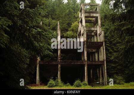 Miniera abbandonata in forrest in Krušné hory, Repubblica Ceca (Monti Metalliferi) Foto Stock