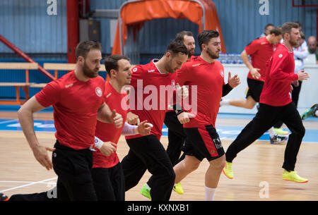 Zagabria, Croazia. Xi gen, 2018. La nazionale tedesca treno giocatori a Zagabria in Croazia, 11 gennaio 2018. Il team nazionale tedesco sta incontrando il Montenegro durante il Campionato Europeo il 13 gennaio 2018. Credito: Monika Skolimowska/dpa-Zentralbild/dpa/Alamy Live News Foto Stock